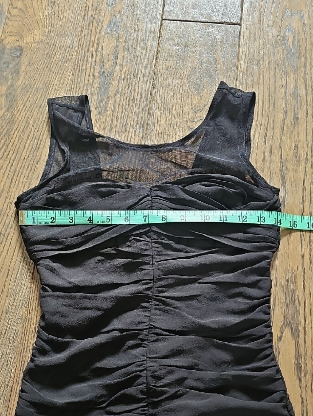Club Monaco Black Mesh-Top Ruched Silk Dress - Picture 8 of 10